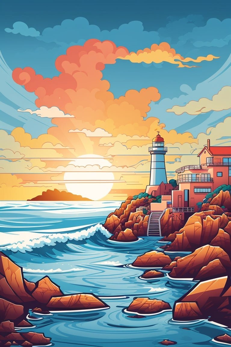 Simplified Seascape- Paint by Numbers - Artslo.com