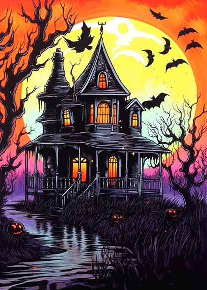 Spooky Halloween House - Diamond Painting Kit - Artslo.com