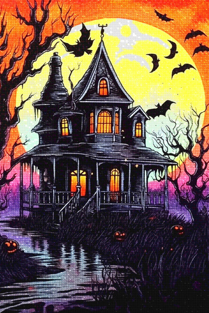 Spooky Halloween House - Diamond Painting Kit - Artslo.com