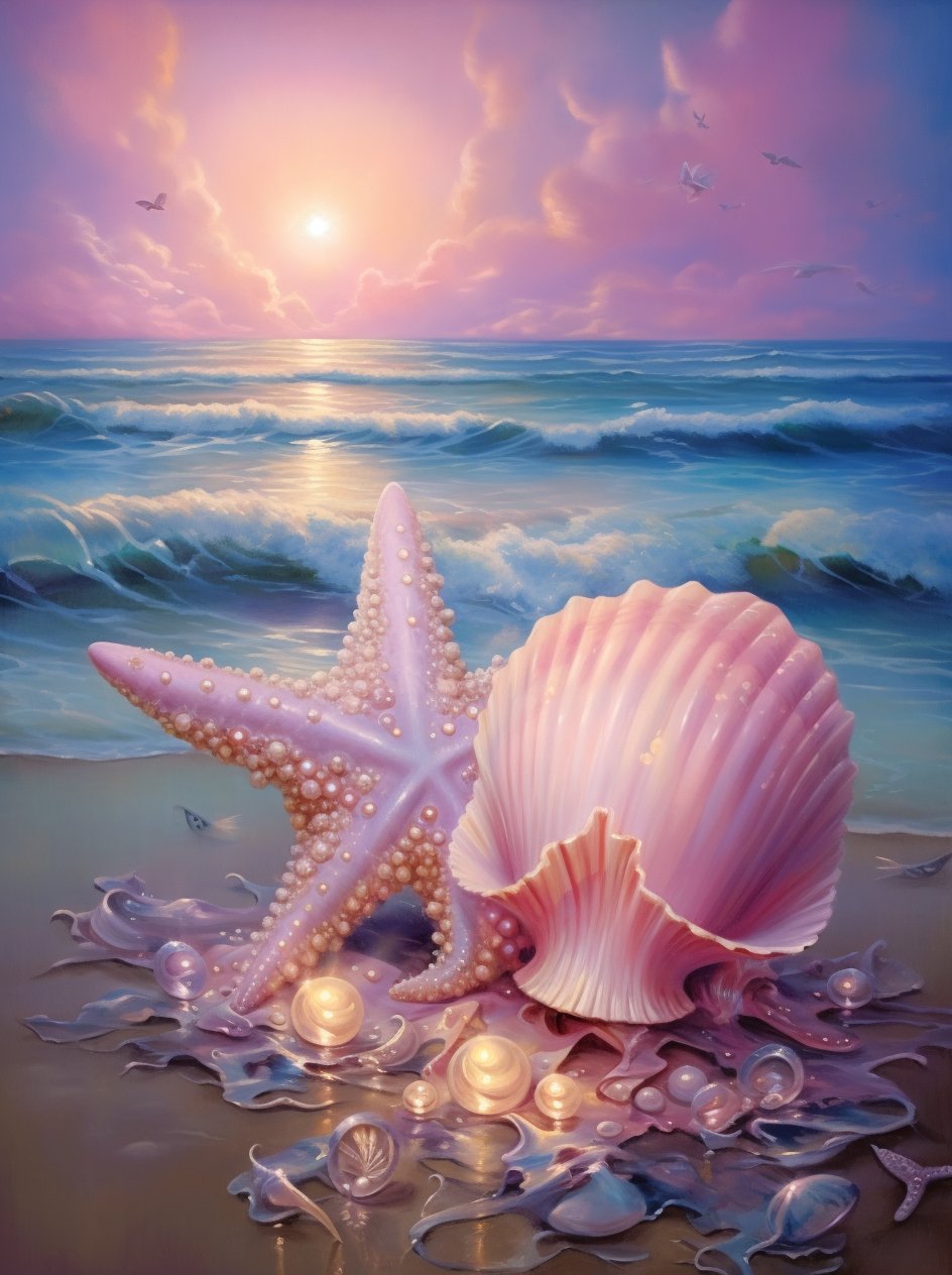 Starlit Seashell - Diamond Painting Kit - Artslo.com