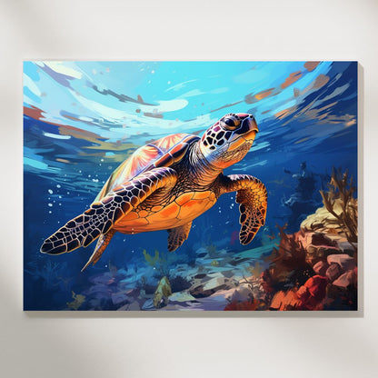 Turtle Underwater - Paint by Numbers - Artslo.com