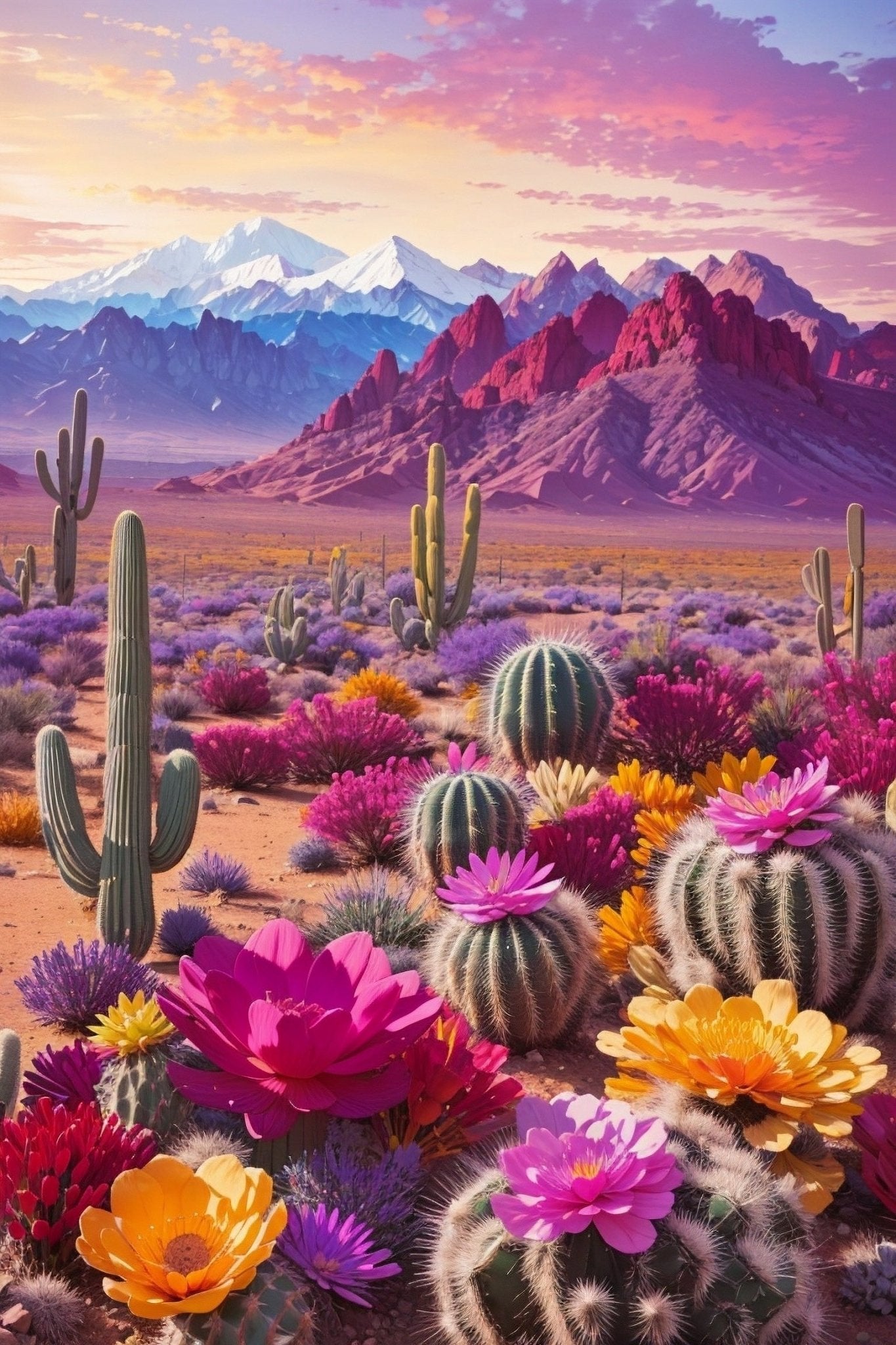 Vibrant Desert Cactuses - Diamond Painting Kit - Artslo.com