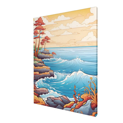 Vibrant Seascape Simplified - Paint by Numbers - Artslo.com